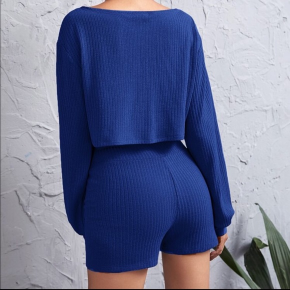 Drop Off Shoulder Ribbed Top and Shorts Lounge Set - Picture 6 of 14